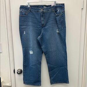 Style & Co Size 22W Blue Distressed Capris